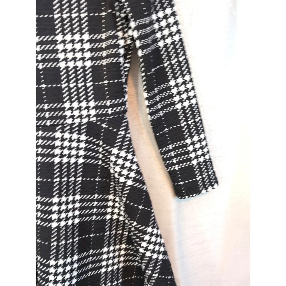PLACE Girl's LARGE 10-12 Black White Plaid Dress Long Sleeve Academia